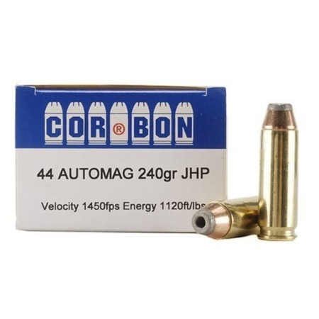 Cor Bon .44 Remington Magnum 240 Grain Jacketed Hollow Point Brass Cased Pistol Ammo, 20 Rounds, HT44240JHP/20