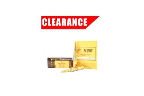 HSM 338 Lapua Mag 250gr HPBT Ammunition New Manufactured OAL 3.680 20rds - HSM-338Lapua-2-N68