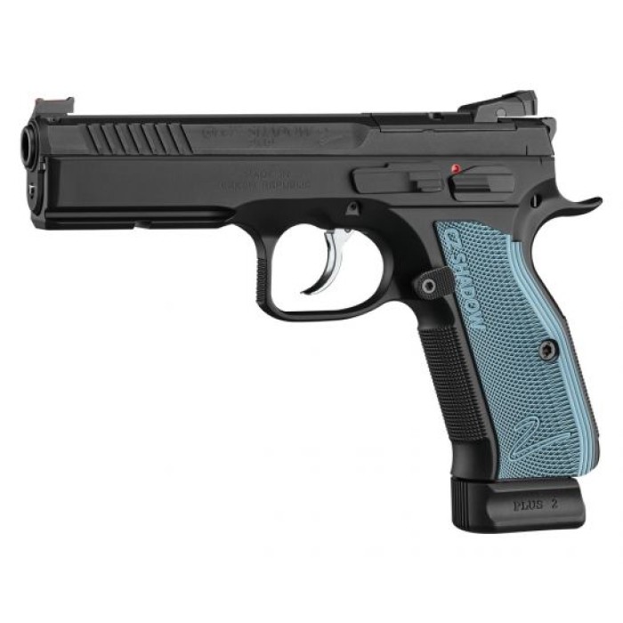 CZ Shadow 2 Optics Ready 9mm Pistol With Blue Grips, Black - 91251