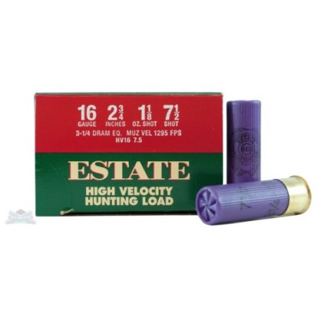 Estate 16ga 2.75" 3.25dr 1-1/8oz #7.5 High Velocity Shotshells 25rds - HV16 7.5