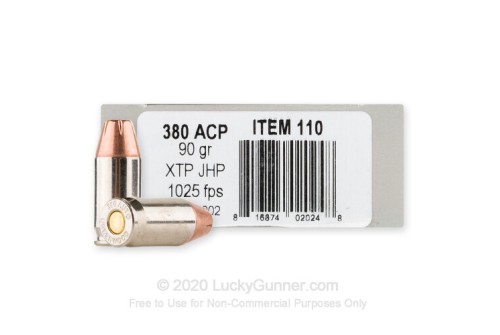 380 Auto - 90 Grain JHP XTP - Underwood - 20 Rounds