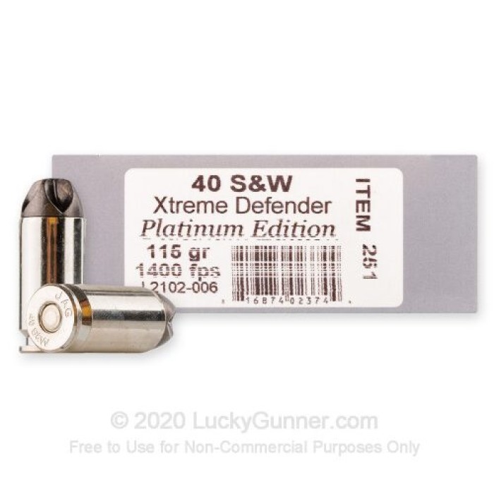 40 S&W - 115 Grain Xtreme Defender - Underwood - 20 Rounds