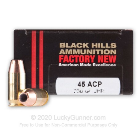 45 ACP - 230 Grain JHP - Black Hills - 20 Rounds