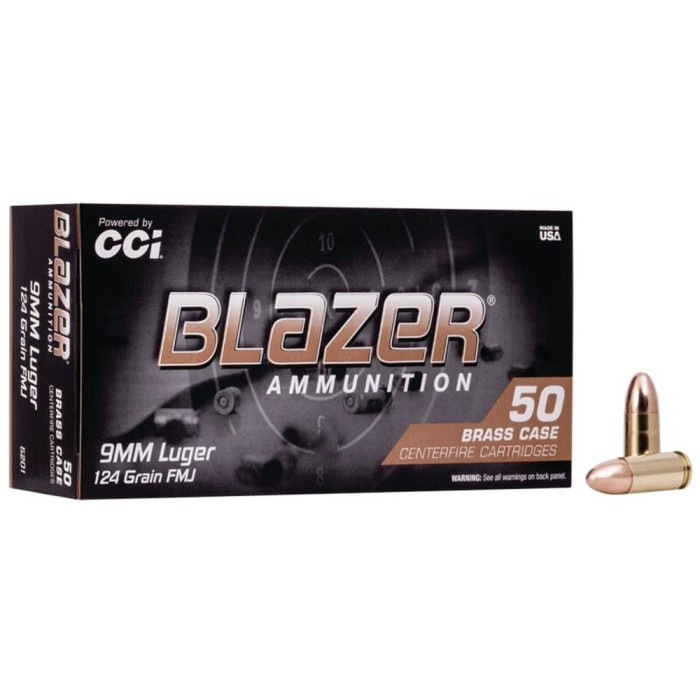 CCI Blazer Brass 9mm Luger Ammo 115 Grain Full Metal Jacket 350 Rounds Ammo Can