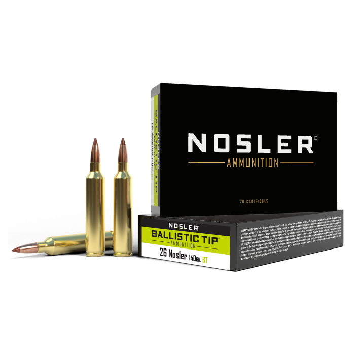 Nosler Ballistic Tip .26 Nosler 140 Grain Rifle Ammo