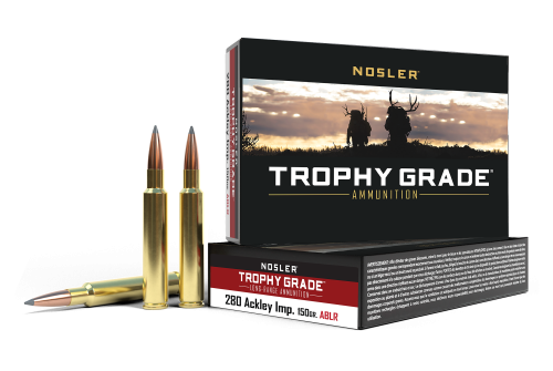 Nosler Trophy Grade .280 Ackley Improved 150 Grain Centerfire Rifle Ammo