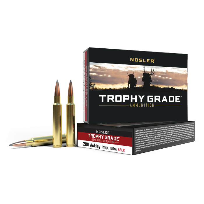 Nosler Trophy Grade .280 Ackley Improved 150 Grain Centerfire Rifle Ammo