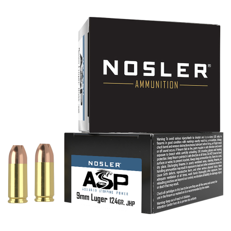 Nosler Match Grade JHP 9mm Luger 124 Grain 1150 Velocity Handgun Ammo