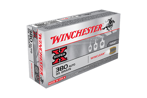 Winchester Super-X Target Brass Enclosed Base .380 Automatic Colt Pistol 95 Grain Handgun Ammo