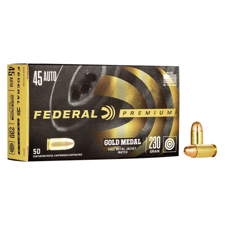 Federal Premium Gold Medal .45 ACP 230 Grain FMJ Handgun Ammo