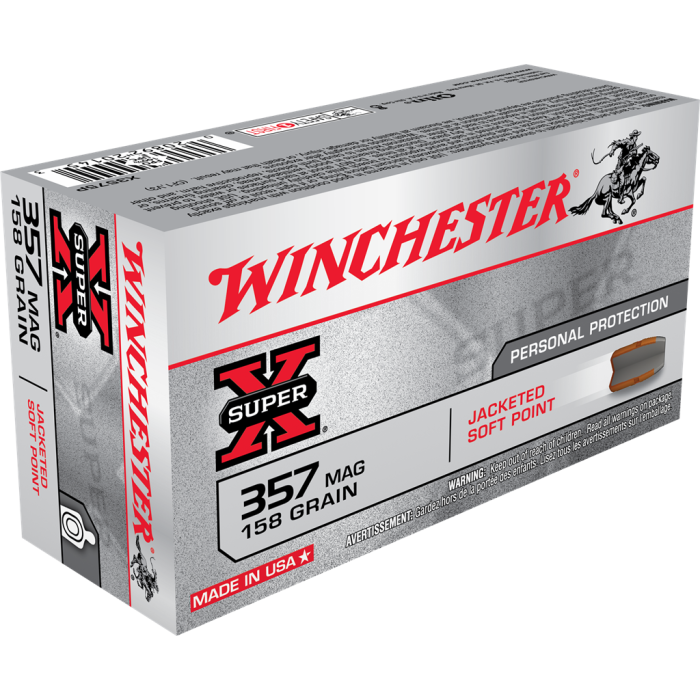 Winchester Super-X Jacketed Soft Point .357 Magnum 158 Grain Handgun Ammo