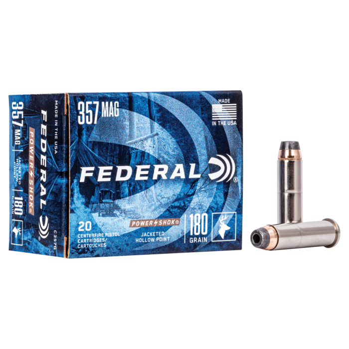 Federal Power-Shok .357 Magnum 180 Grain JHP Centerfire Handgun Ammo