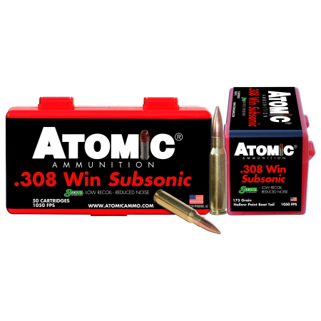 Atomic Ammunition .308 Winchester Subsonic 175 Grain Full Metal Jacket Centerfire Rifle Ammo