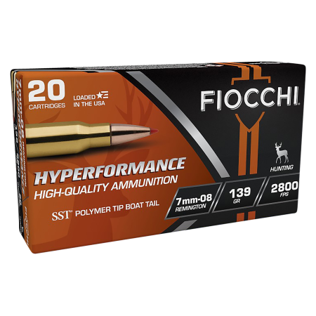 Fiocchi Shooting Dynamics 7mm-08 Remington 139 Grain Boat Tail SP Centerfire Rifle Ammo