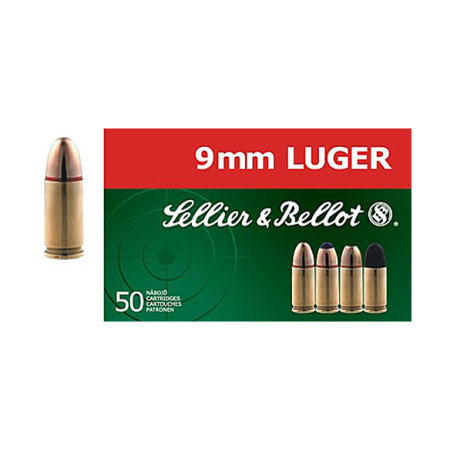 Sellier & Bellot Handgun Ammo - 9mm Luger - 115 grain - 50 Rounds - 1237 fps