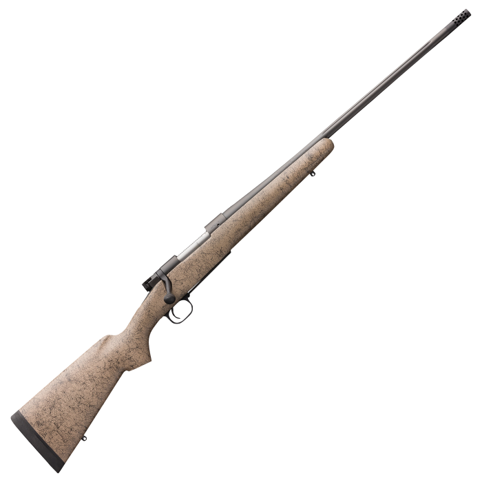 Winchester Model 70 Extreme Weather MB Bolt-Action Rifle in Tan/Black Spiderweb - 6.8 Western