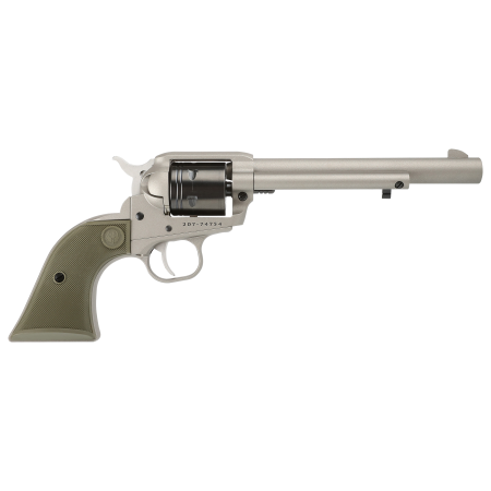 Ruger Wrangler Single-Action Rimfire Revolver with Silver Cerakote Finish - O.D. Green - 6.5