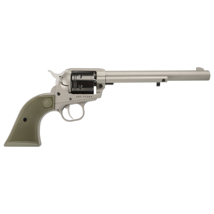 Ruger Wrangler Single-Action Rimfire Revolver with Silver Cerakote Finish - O.D. Green - 7.5