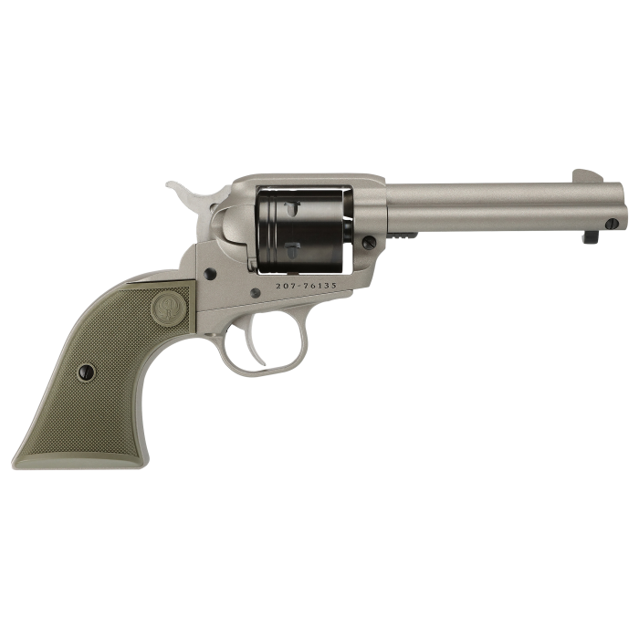 Ruger Wrangler Single-Action Rimfire Revolver with Silver Cerakote Finish - O.D. Green - 4.62