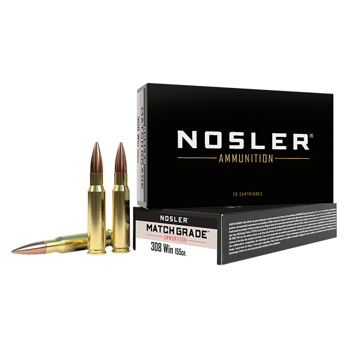 Nosler Match Grade Centerfire Rifle Ammo - .308 Winchester - 155 Grain