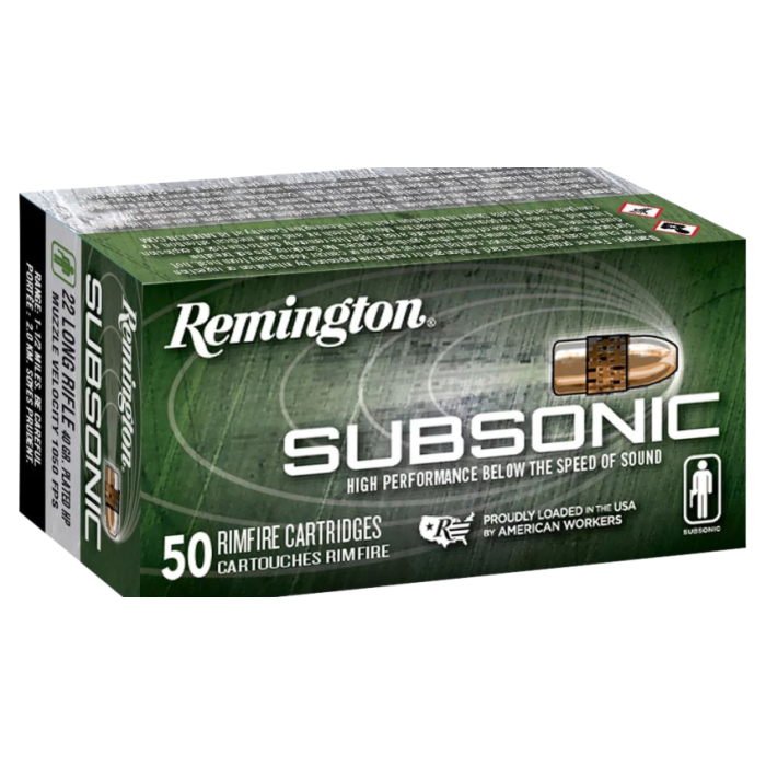 Remington Subsonic .22 LR 40 Grain Copper Plated Hollow Point Rimfire Ammo - 50 Rounds