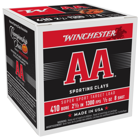 Winchester AA Supersport Sporting Clays Shotshells - .410 Bore - #8 Shot - 250 Rounds