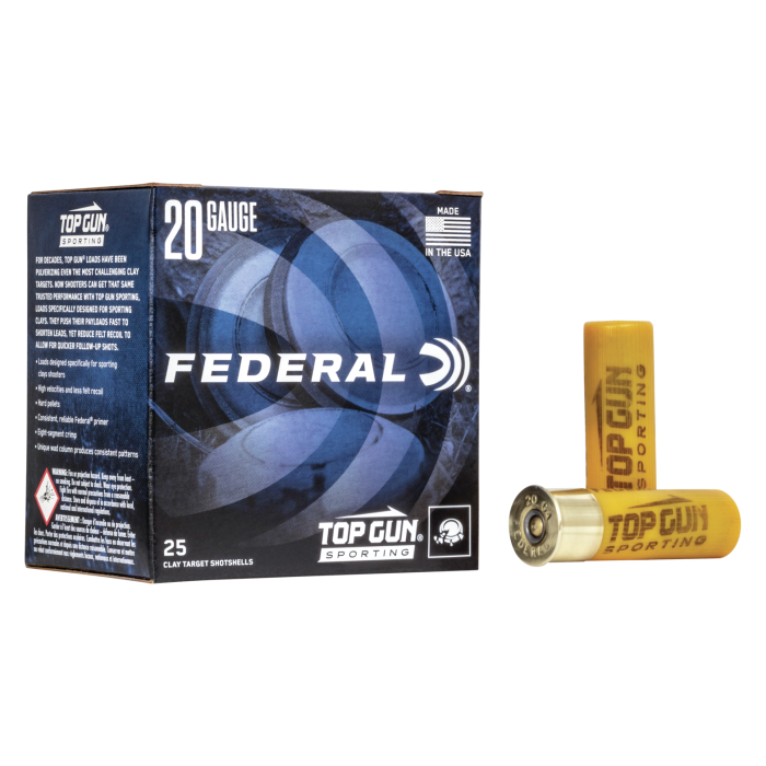 Federal Top Gun Sporting Clay Target Shotshells - 20 Gauge - #7.5 - 2.75