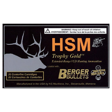 HSM Trophy Gold .300 Win Mag 210 Grain Boat Tail Hollow Point Centerfire Rifle Ammo - 20 Rounds