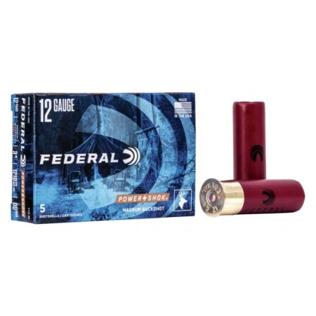 Federal 12ga 3" Magnum 15 Pellets 00 Buck Power-Shok Shotshell Ammunition 5rds - F131 00