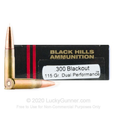 Black Hills Ammunition 300 Blackout Whisper 115 GR Solid Copper Dual Performance Hollow Point Rifle Ammunition 20 Rd Box