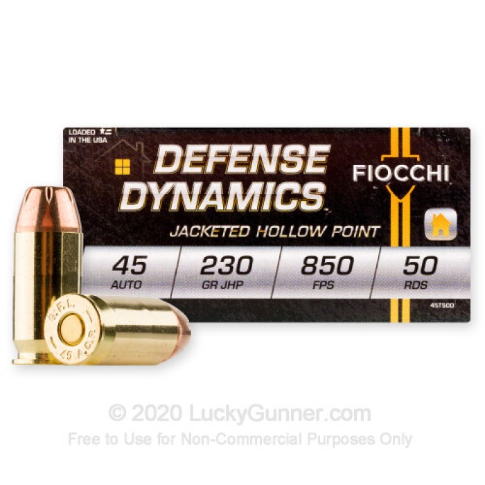 FIOCCHI Defense Dynamics .45 Auto 230Gr JHP 500rd Case Ammo (45T500-CASE)