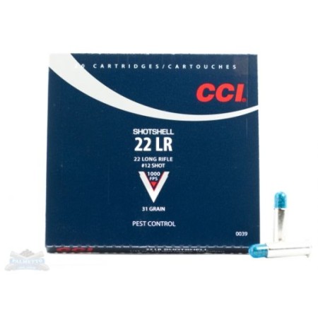 CCI 0039 Pest Control Shotshell 22 LR 31 gr #12 Shot 20 Bx/ 100 Cs