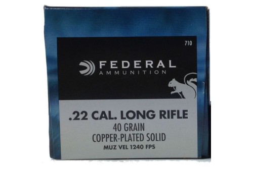 Federal 22 Long Rifle 40 Grain Copper Plated Solid Game-Shok 500rds (10 boxes of 50) - 710