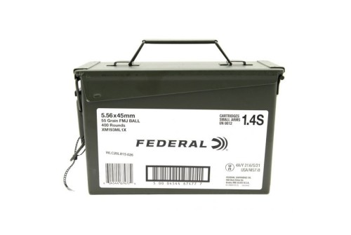 Federal 5.56 Ammo 55 Grain FMJ 400 Round Ammo Can - XM193ML1X