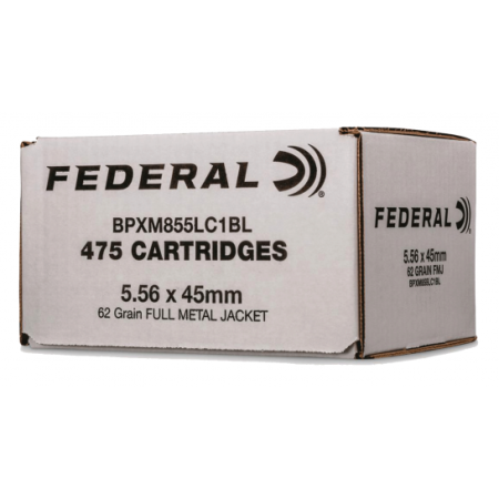 Federal XM855 62 Grain FMJBT 5.56 Ammo, 475rds  - BPXM855LC1BL