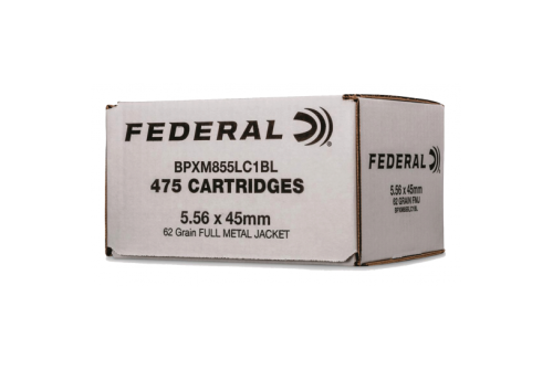 Federal XM855 62 Grain FMJBT 5.56 Ammo, 475rds  - BPXM855LC1BL