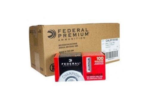 Federal 9mm 115gr aluminum ammo 1000 rds. CAL9115100C