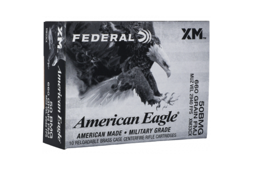 Federal American Eagle .50 BMG Ammo 660 Grain FMJ,10 rds - XM33CX