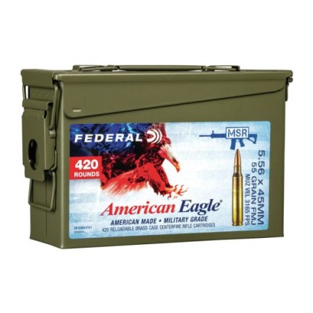 Federal American Eagle 55 gr FMJ-BT 5.56x45 Ammunition 420 Rounds - XM193BK420 AC1X