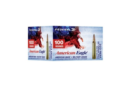 Federal American Eagle 55 gr FMJBT .223 Remington Ammunition, 100 Rounds - AE223BLX