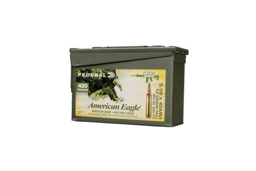 Federal American Eagle 5.56 62gr FMJ-BT 420rd Loose M2A1 Ammo Can - XM855BK420 AC1