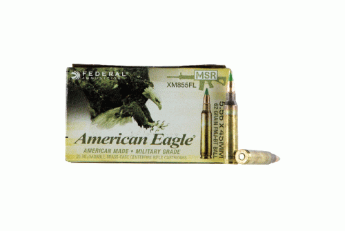 Federal American Eagle 62 GR FMJBT 5.56 Ammo, 20rds/box - XM855FL