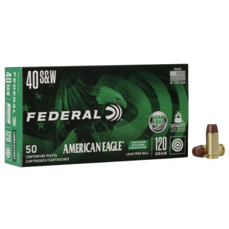 Federal American Eagle IRT 120 gr Lead Free Ball 40 S&W Ammunition, 50 Rounds - AE40LF1