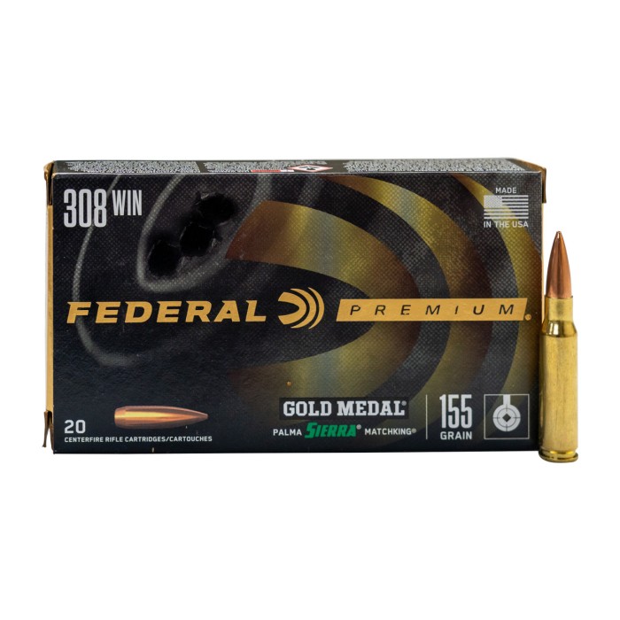 Federal Premium .308 Winchester 155gr Sierra Matching HP Ammunition 20-Rounds