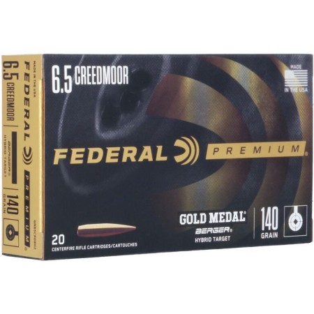 Federal Gold Medal 6.5 Creedmoor 140gr Berger Hybrid Target Rifle Ammo - 20 Rounds