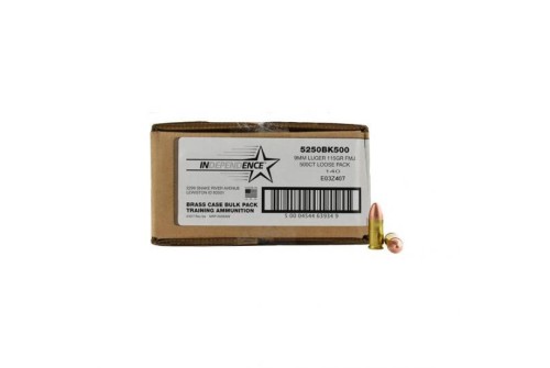 Federal Independence 115 gr FMJ 9mm Ammunition 500 Round Value Pack - 5250BK500