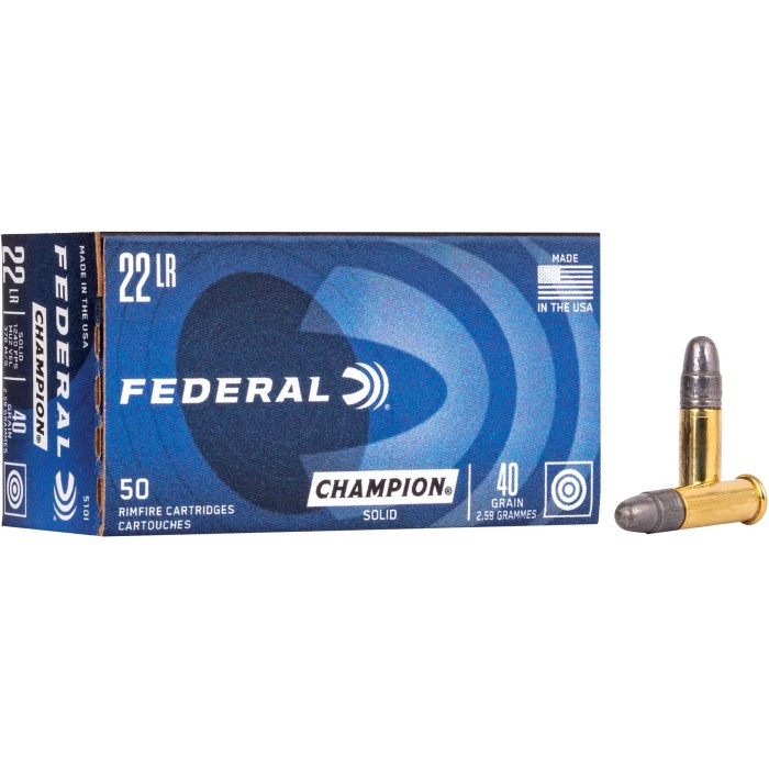 Federal Lightning 22LR 40 Grain Solid, 50 Round Box