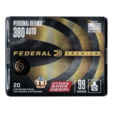 Federal Personal Defense .380 ACP 99 gr Hydra Shok 20 Rounds Ammunition - P380HSD1