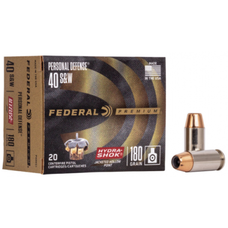 Federal Personal Def. 40 S&W Ammo 180 Gr JHP Hydra-Shok 20 rds/box - P40HS1