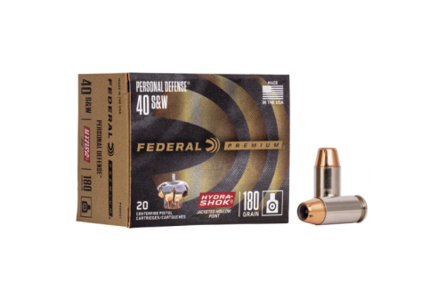 Federal Personal Def. 40 S&W Ammo 180 Gr JHP Hydra-Shok 20 rds/box - P40HS1